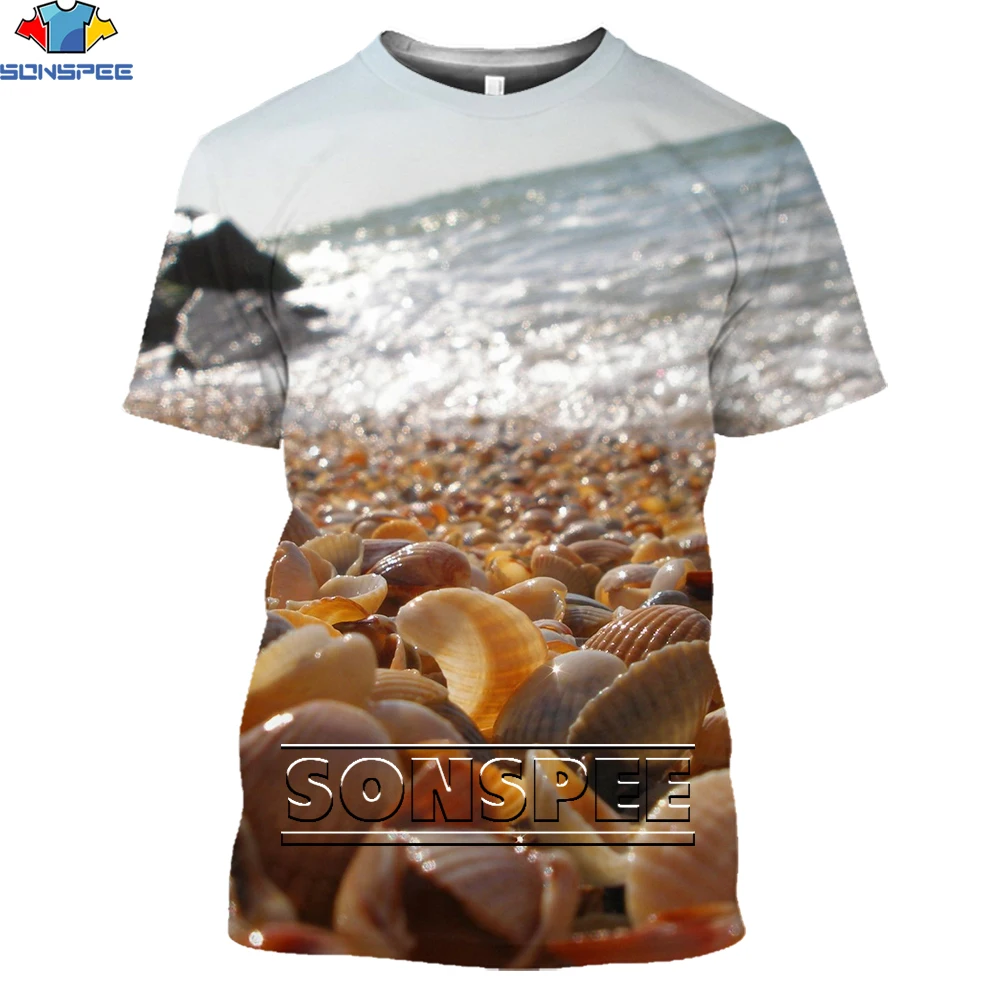 

SONSPEE Summer Breathable Men's Streetwear Fashion 3D Printed Shell Men's Short-sleeved Casual Street Hip-hop Loose Oversized T