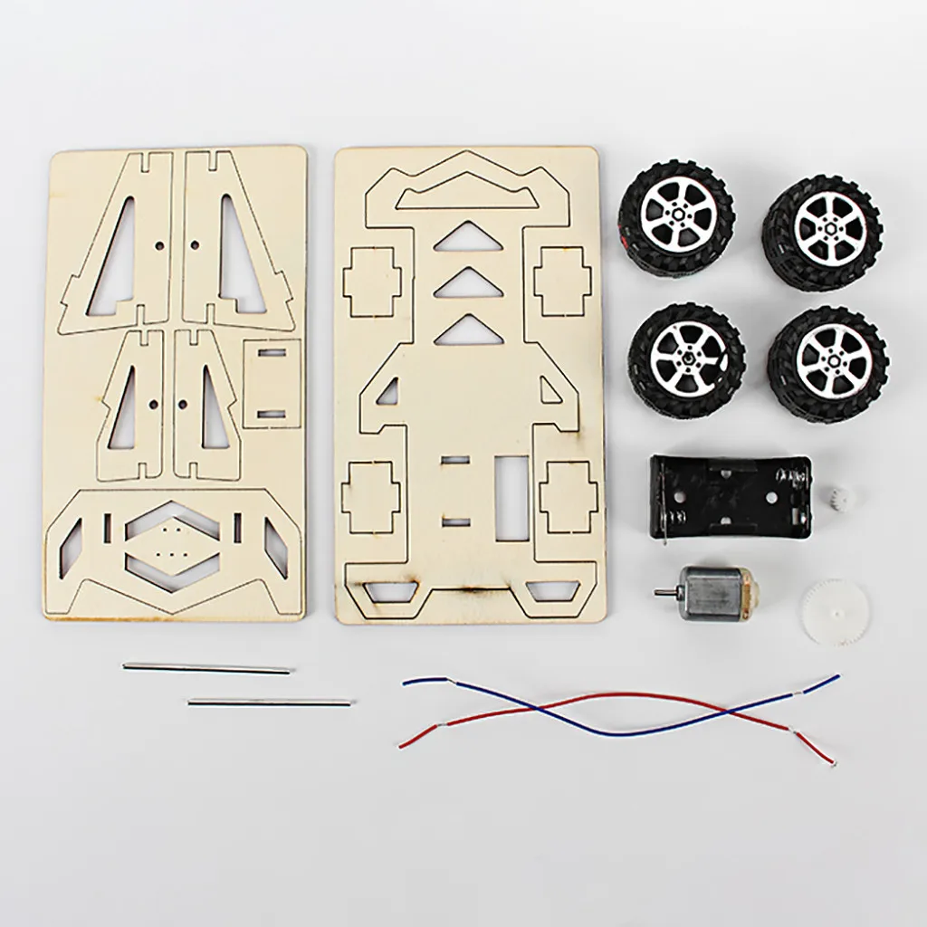 Electric Wooden Assembly Racing Car Science &amp Technology Inventions Scientific Experimental Diy Toys For Children Education Gift |
