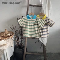 mudkingdom boy stripe polo shirts summer loose turn down collar casual panelled boys tops for toddler short sleeve kids clothes