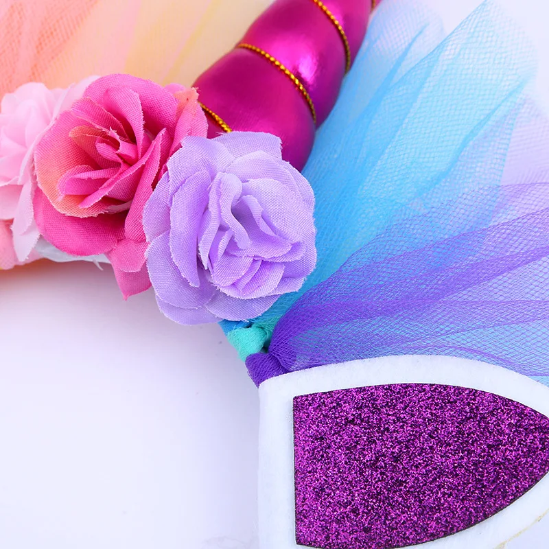 

Girls Flower Cat Ears Cute Unicorn Headbands Children Headwear Photo Props Party Hair Hoops Headbands Kids Hair Accessories
