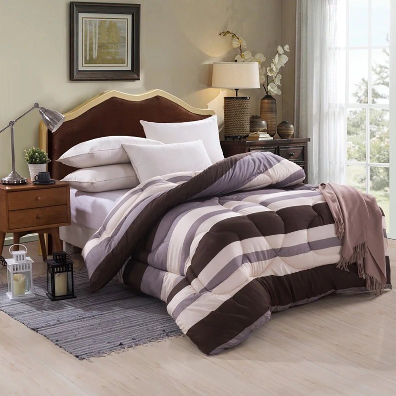 

Autumn Winter Thicken Warm Quilt Blanket Double King Queen Bed Cover Bedding Soft Quilted Printed Comforter Home Hotel Duvets
