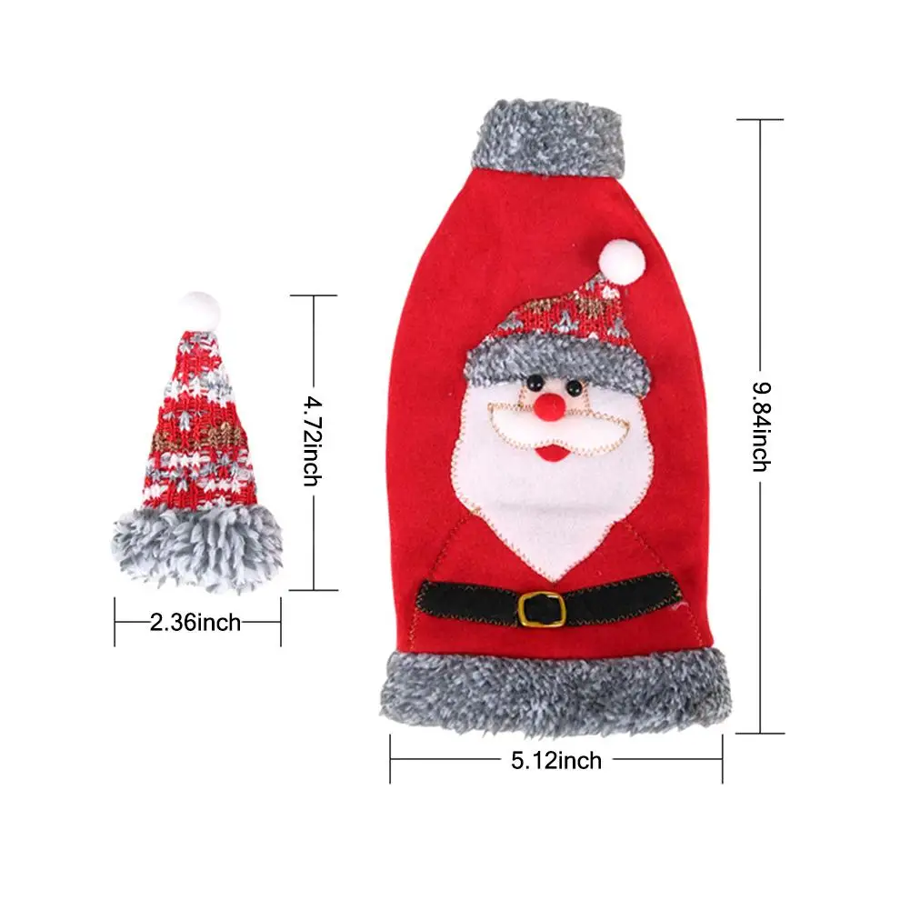 Рождество Новый серый бархат ткань с капюшоном красное вино бутылка набор вина