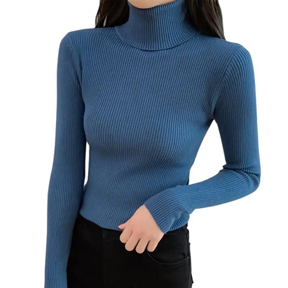 

Базовая водолазка, однотонный вязаный женский свитер на осень и зиму, свитеры в рубчик с длинным рукавом, джемпер, мягкий теплый пуловер