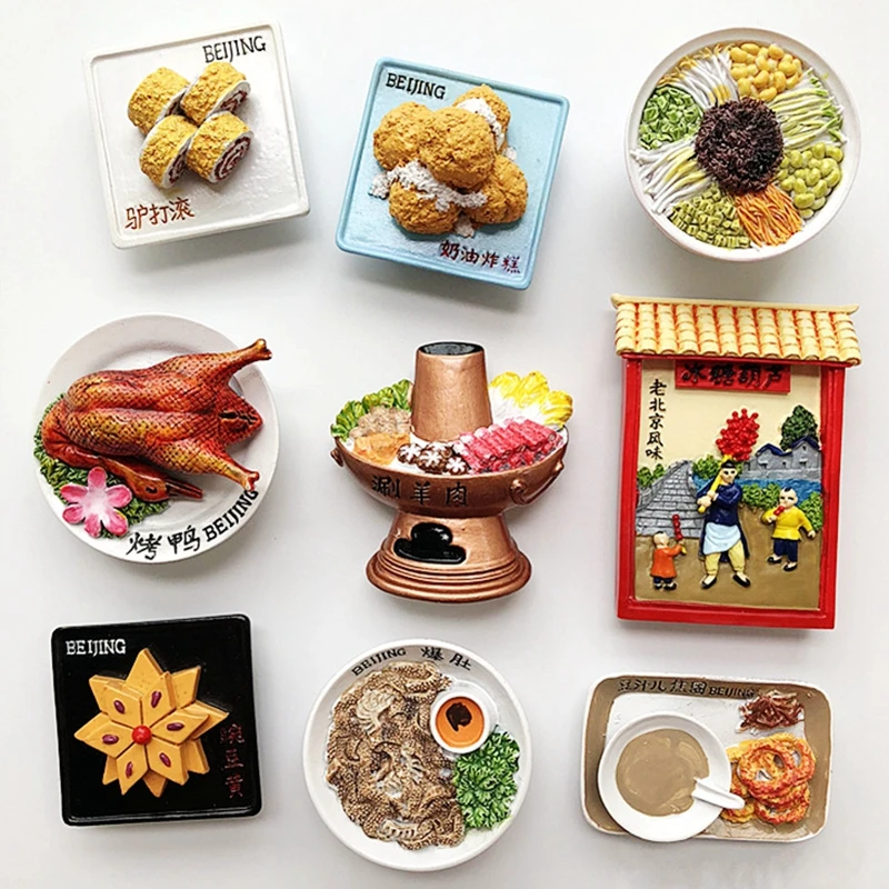 

New Hand-painted Chinese Beijing Roast Duck Snack 3D Fridge Magnet Travel Souvenir Refrigerator Magnetic Stickers Gift