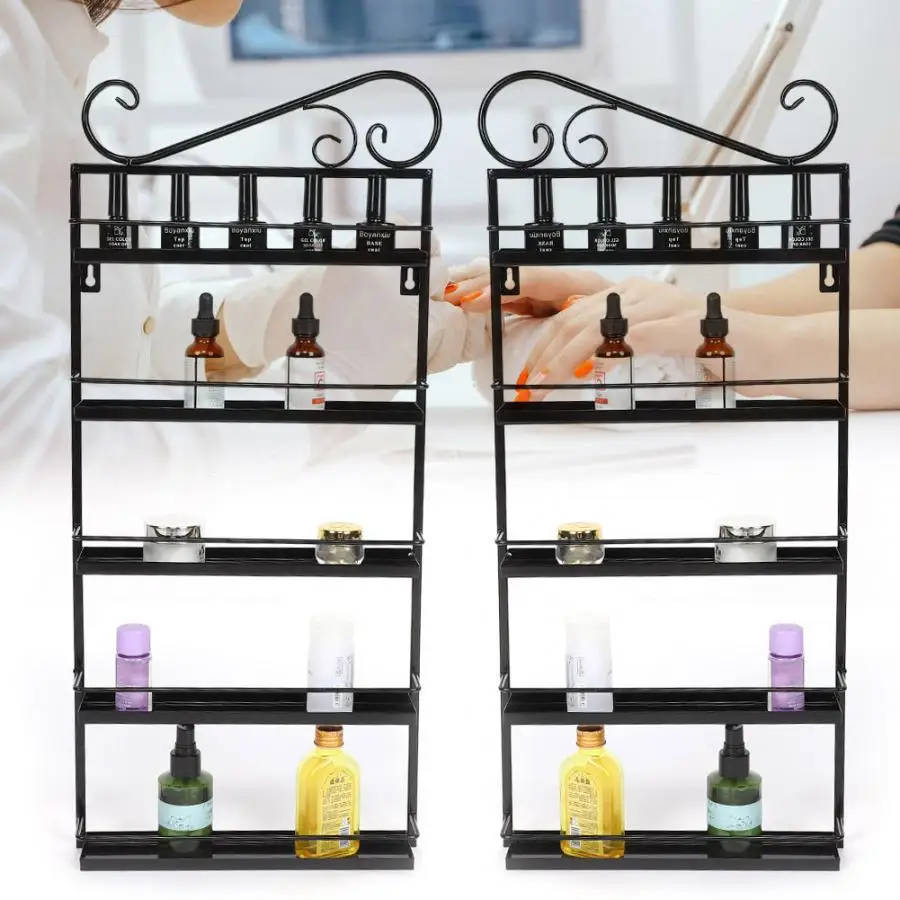 

5 Layer Nail Polish Rack Cosmetic Display Stand Wall-Mounted Nail Art Organizer Shelf Makeup Tool Storage Box Manicure