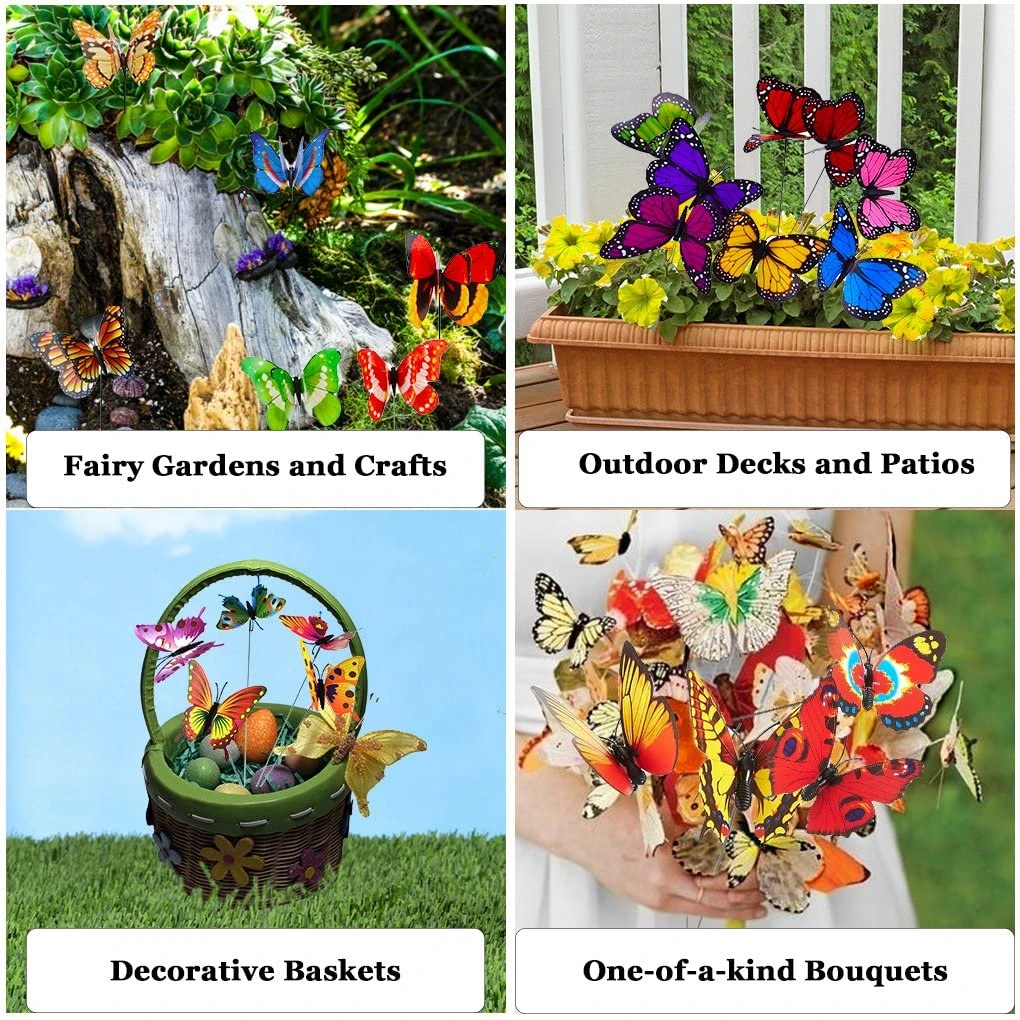 

10pcs Bunch Butterflies Garden Yard Planter Colorful Whimsical Butterfly Stakes Decoracion Outdoor Decor Flower Pots Decoration