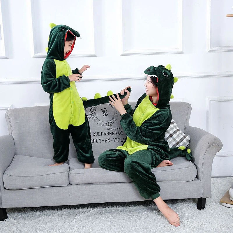 

Winter onesie women long-sleeved couple pink dinosaur cartoon animal one-piece pajamas for men parent-child sleep party cosplay
