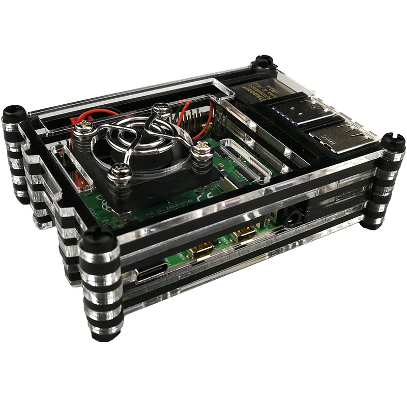 

Raspberry Pi 4 Model B 9 Layer Acrylic Case Box Protective Enclosure Shell with Cooling Fan Protect Cover for Raspberry Pi 4