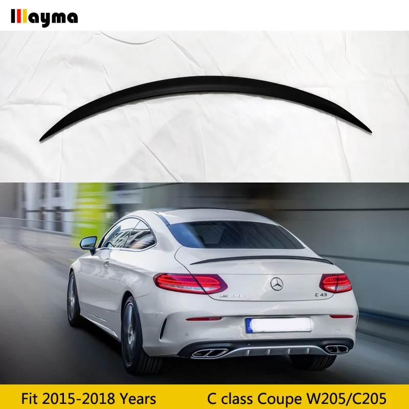 C63 стиль задний багажник для benz C class coupe 2 двери c200 c250- W205 C205 C43 СТЕКЛОВОЛОКНО FRP матовый черный спойлер крыло