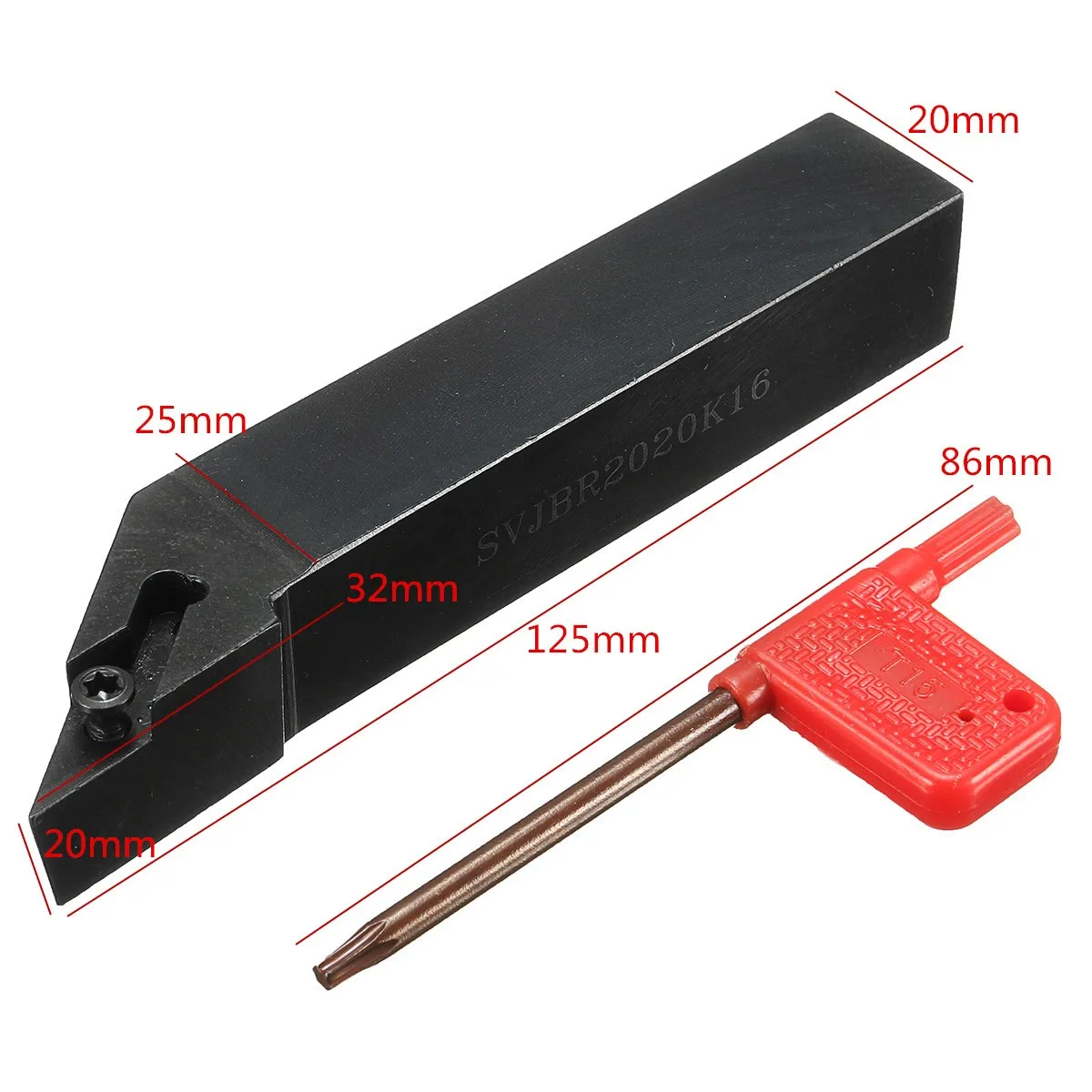 

125mm SVJBR2020K16 Turning Tool Holder Lathe Cutter CNC Holder Tool Cutting Bar For VBMT1604/02/04/08/12/VCGT1604