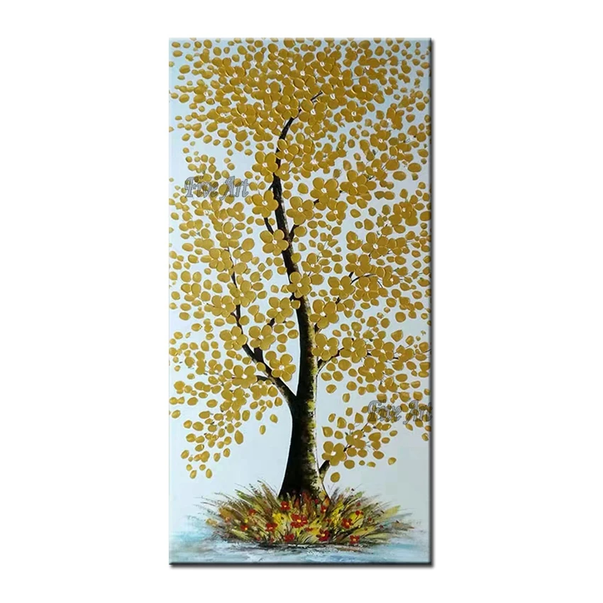 

Living Room Decoration Heavy Gold Acrylic Texture Tree Painting Picture Art Hand-painted Unframed Canvas Oil Painting Wall Art