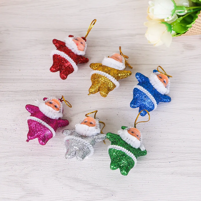 

Gold Powder Plastic Santa Claus Doll Pendants One Pack Six Colors Small Gifts Xmas Decoration Ornaments4CM