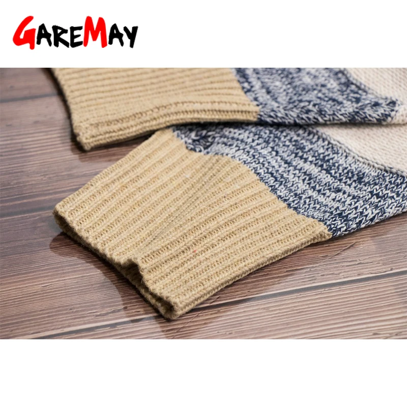 Color Block Sweater Female Autumn 2020 Jumpers Loose Long Sleeve O-neck Knitted Striped Oversized Fluffy Pullover Women | Женская одежда