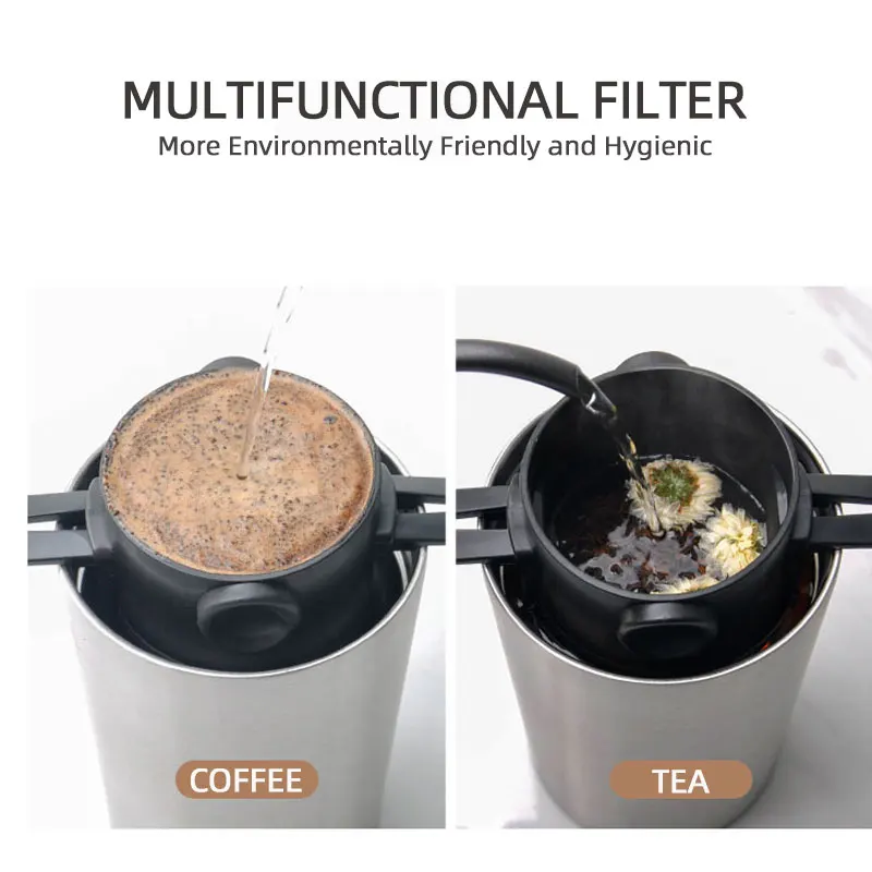 

Portable Coffee Travel Mug with Reusable Coffee Filter Drip Coffee Funnel Coffee Dripper Tea Cup Infuser Set Coffeeware