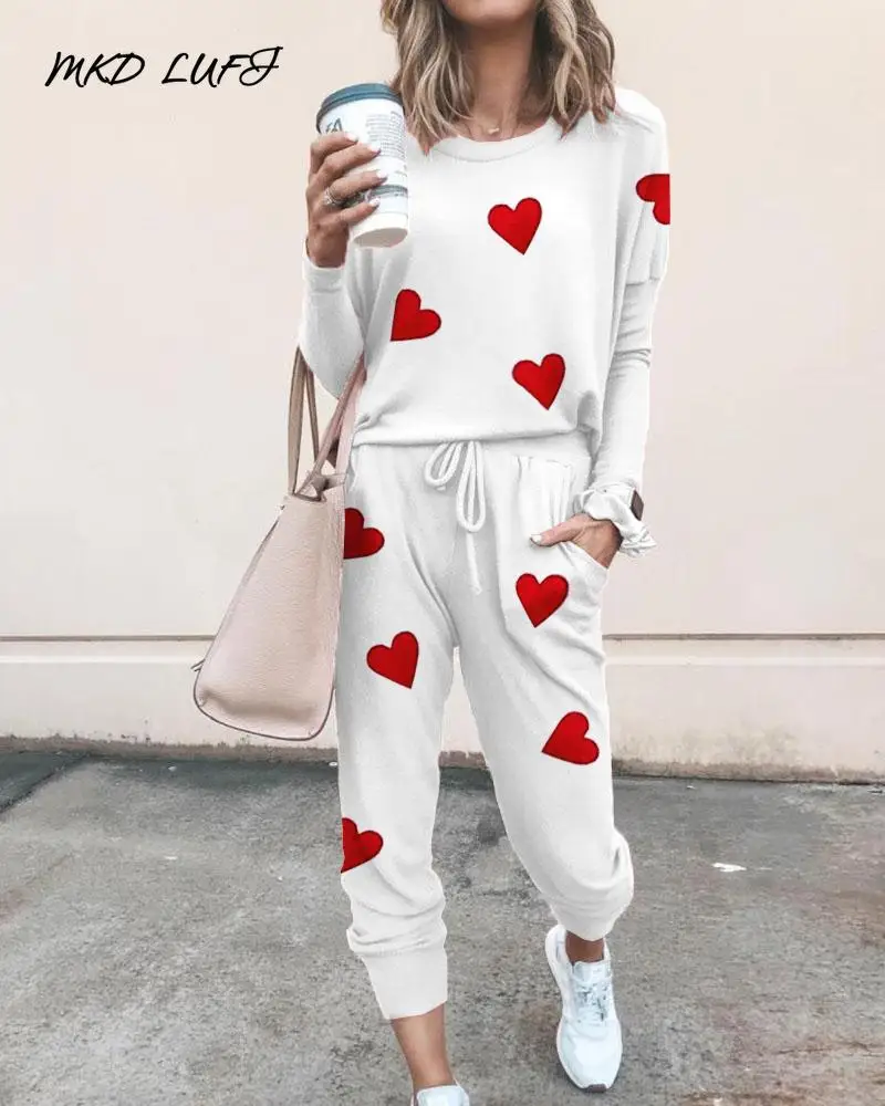 Комплект из двух предметов с принтом сердца | Женская одежда