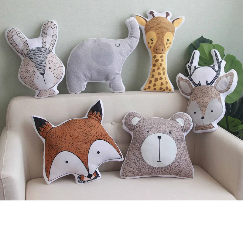 Плюшевая подушка ins в виде слона жирафа милая двухсторонняя мягкая форме
