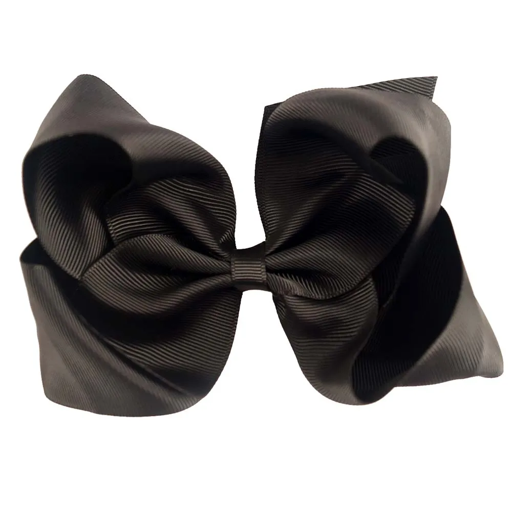 

ncmama 6" Grosgrain Ribbon Solid Hair Bows With Clips Girls Kids Handmade Hair Clips Headwear Boutique Hair Accessories