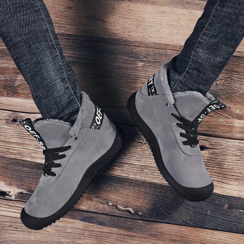 MRCAVE Brand 2019 Suede Leather Ankle Snow Man Boots Shoes With Fur Plush Autumn Winter New Warm Male Casual Boot Sneakers Men | Обувь