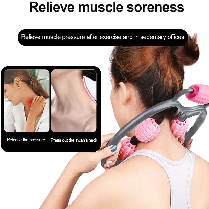 

U Shape Trigger Point Massage Roller 360 Full Body Massage Tool Arm Leg Neck Muscle Massager 4 Wheels Fitness Device For Sports
