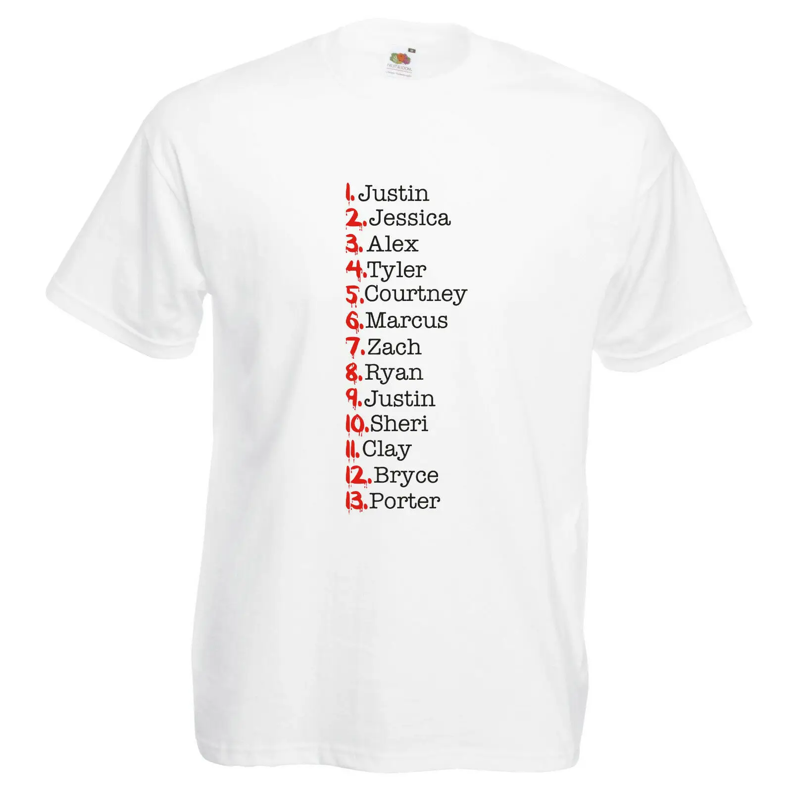 13 причины по которым лента имена Футболка с принтом модная взрослая летняя