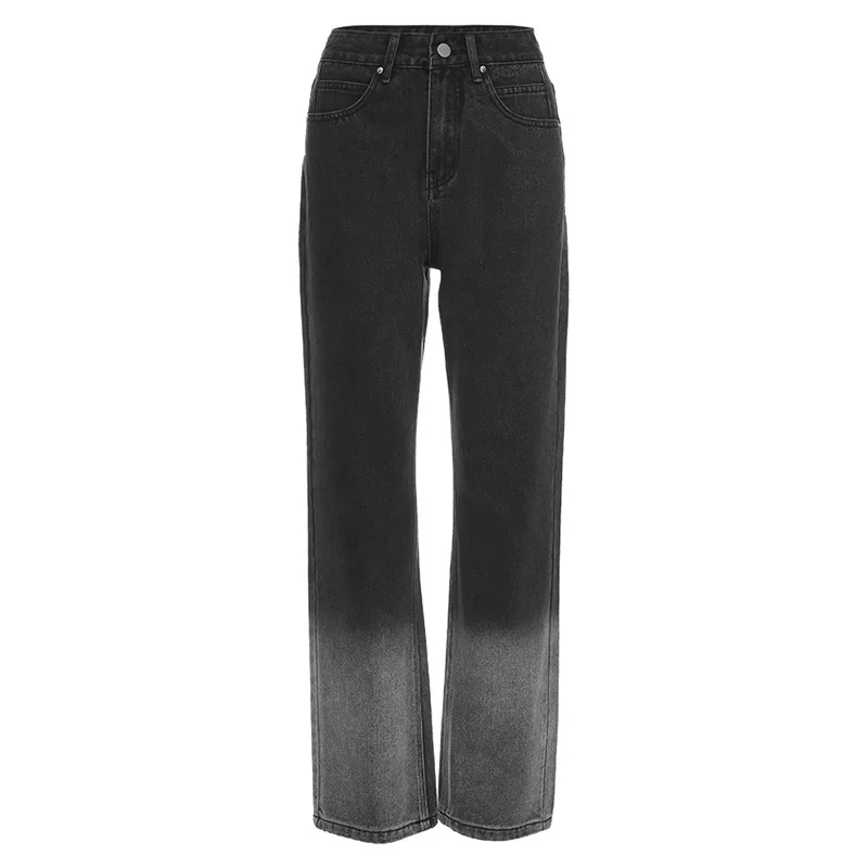 

Heart Pattern Casual Straight Jeans Women High Waist Zipper Denim Pant Streetwear Slim Bottoms Trousers Femme