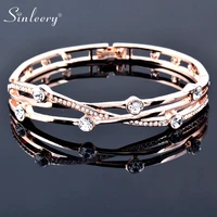 sinleery charm cubic zirconia hollow bangle cuff for women rose gold silver color bracelets women wedding jewelry zd1 ssi