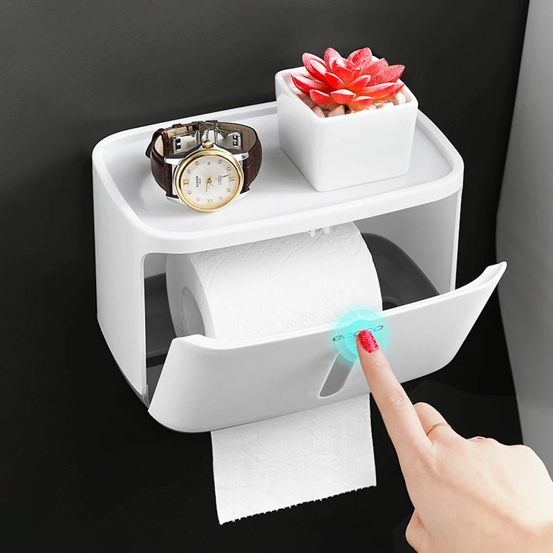 ecoco waterproof toilet paper holder plastic wall mounted for toilet paper towel bathroom shelf storage box tray roll holder free global shipping