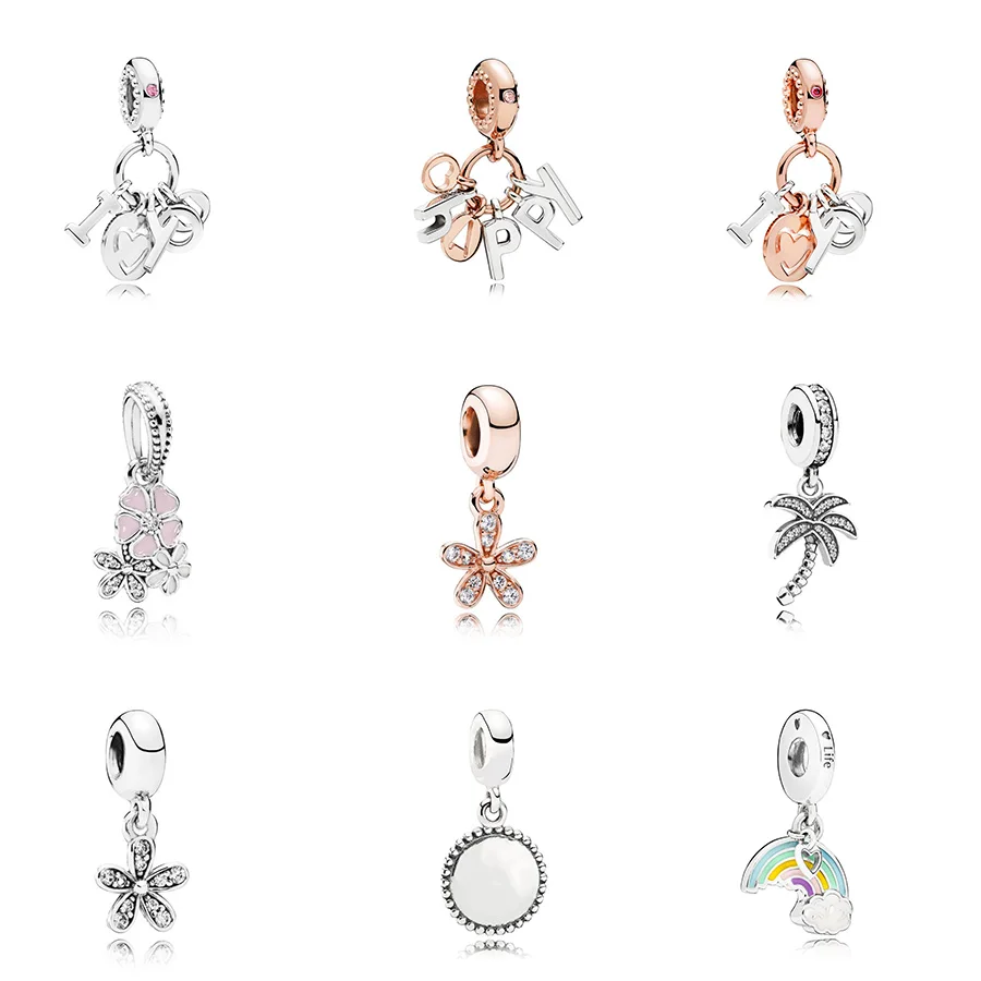 

925 Sterling Silver Diy I Love You Happy Letter Pendant Beads For Original Pandora Charms Women Bracelets & Bangles Jewelry