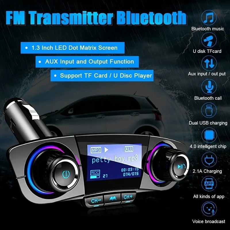 Bluetooth приемник fm передатчик Громкая связь вызов адаптер DC12 24V HFP/HSP A2DP USB зарядка