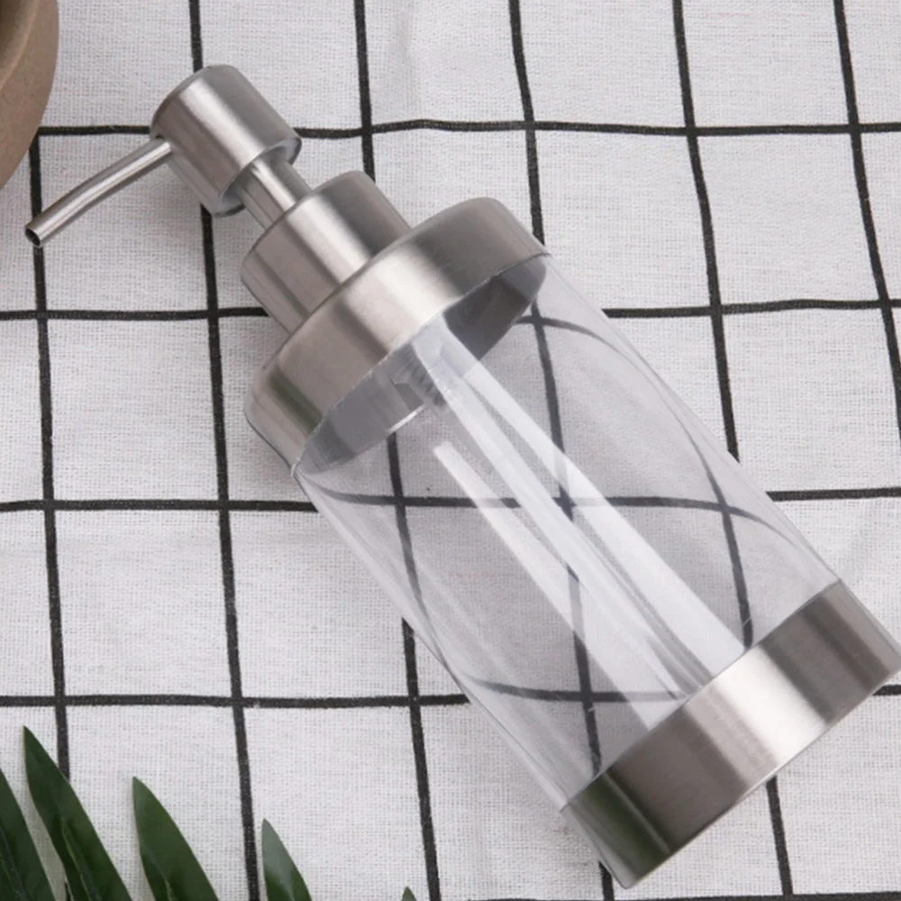 

2pcs 350ml Liquid Soap Dispenser Stainless Steel Acrylic Empty Pump Bottle for Bathroom Kitchen Countertop