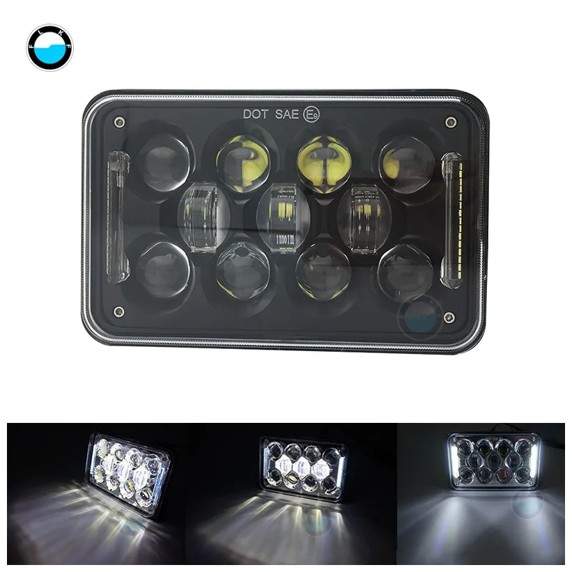 1 pcs Black 4x6 дюймов 60 Вт светодиодный фары DRL для Peterbil Kenworth Freightinger Ford Probe Chevrolet Oldsmobile - Цвет: 1 pcs Black