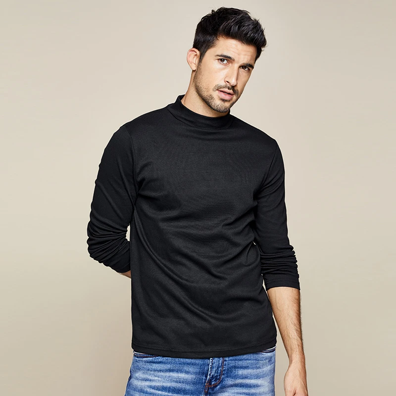 Мужская хлопковая футболка KUEGOU белая с длинным рукавом большой размер осень