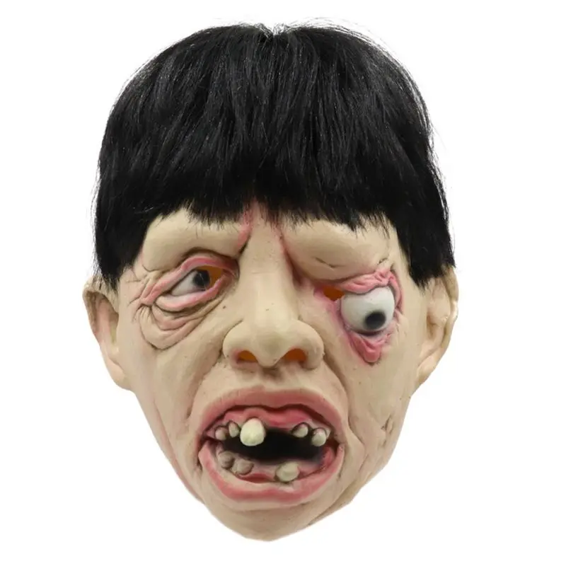 

Halloween Full Head Latex Mask with Hair Wig Scary Toothy One-Eyed Horror Ghost Zombie Cosplay Costume Party Props
