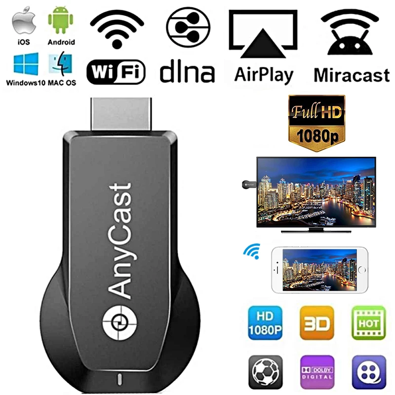 Адаптер для телевизора Anycast беспроводной приемник 1080P DLNA AirPlay Mirror HDMI Miracast IOS/Android |