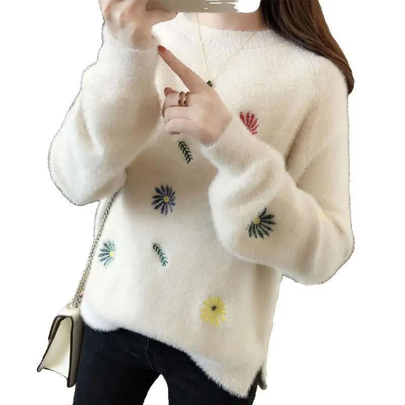 

Imitation mink velvet very fairy sweater women's new loose plus velvet plus thick gas top bottomed shirt women's autumn winter