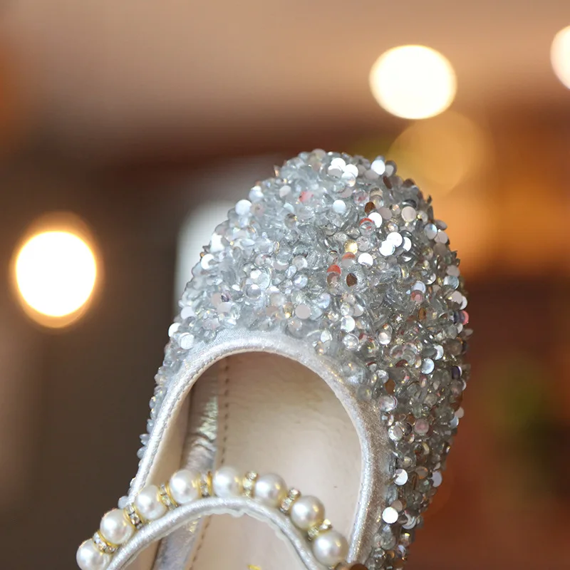 Туфли принцессы с блестками для девочек золотистые розовые серебристые детские