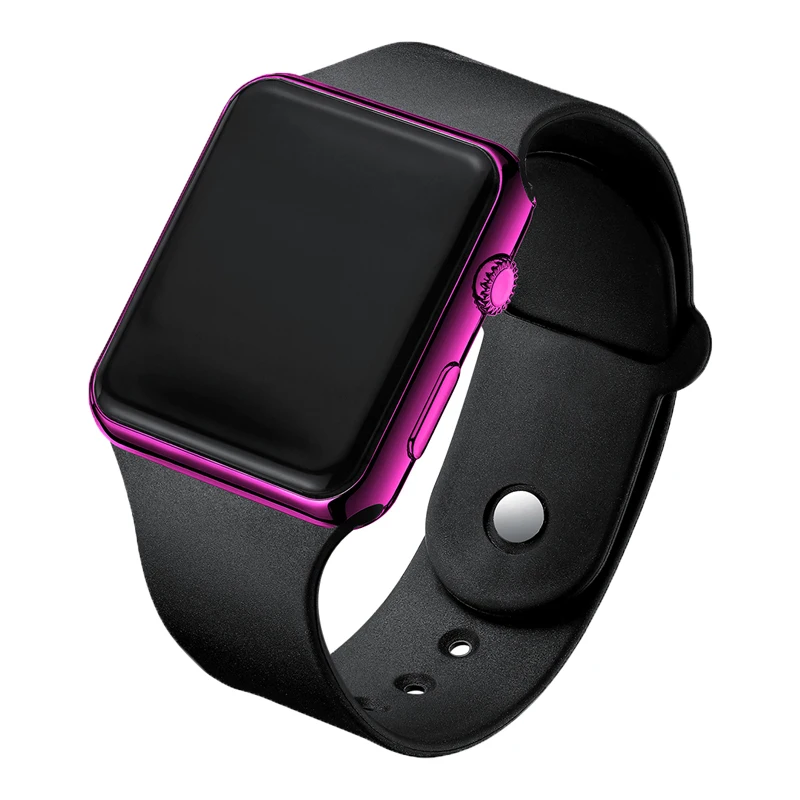 purple Новинка,, цифровые Часы с силиконовым ремешком, красный светодиодный, Часы с металлической рамкой, наручные Часы, спортивные Часы, мужские Часы, спортивные Часы - Цвет: purple