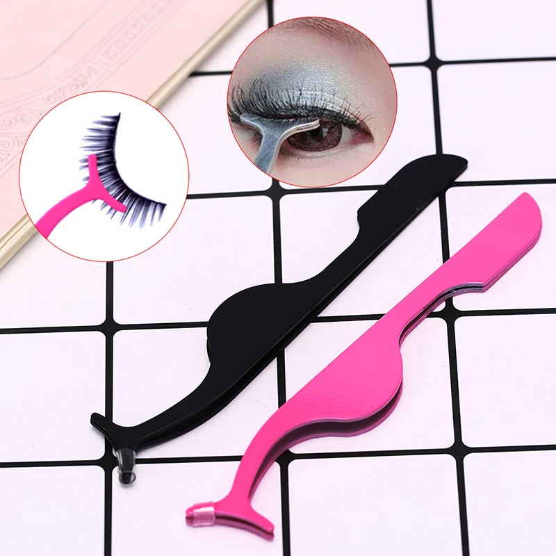 Пинцет для ресниц из нержавеющей стали розовый/черный накладных пинцет макияжа
