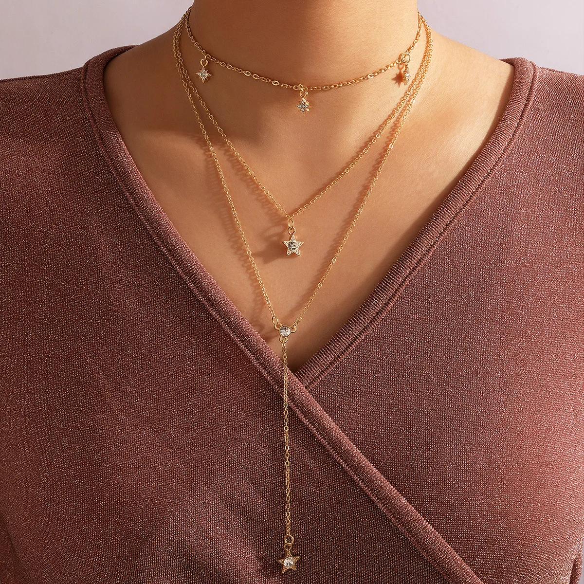 

Bohe Multilayer Necklace forwomen ins Wind Star Moon Heart Shape Love Pendant Snake Shape Heart Pearl Necklace Jewelry Wholesale