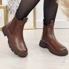 Женские ботильоны с плюшевой подкладкой, ботинки челси из искусственной кожи на платформе, теплая хлопковая обувь на толстой подошве, Осень-зима 2021