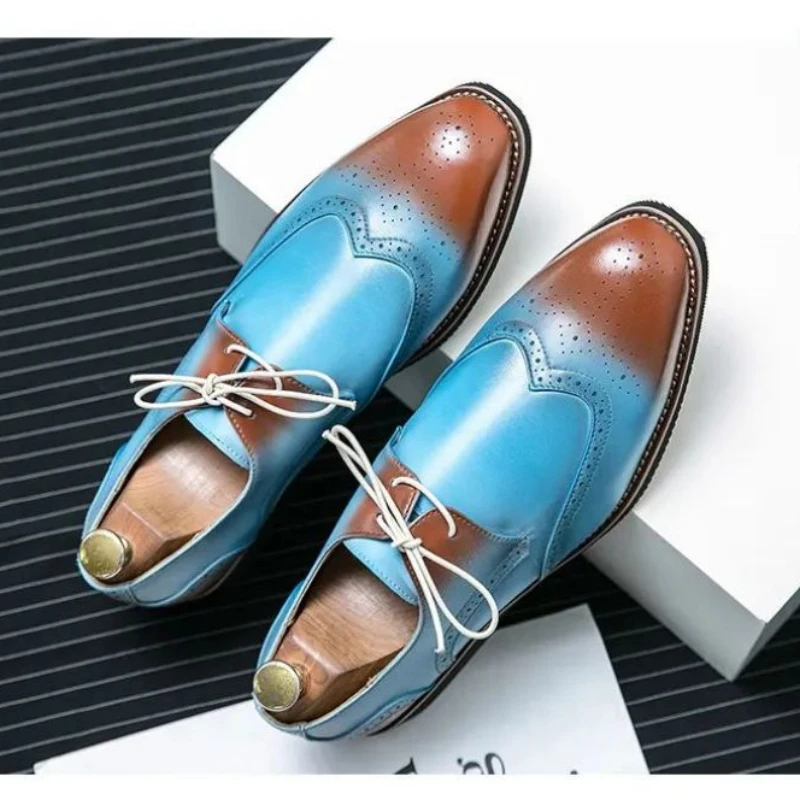 

2021 New Men Shoes PU Leather Lace Up Fashion Four Seasons Trend High Quality Latest Fahion Leisure Classic Hot Men Shoes KN116