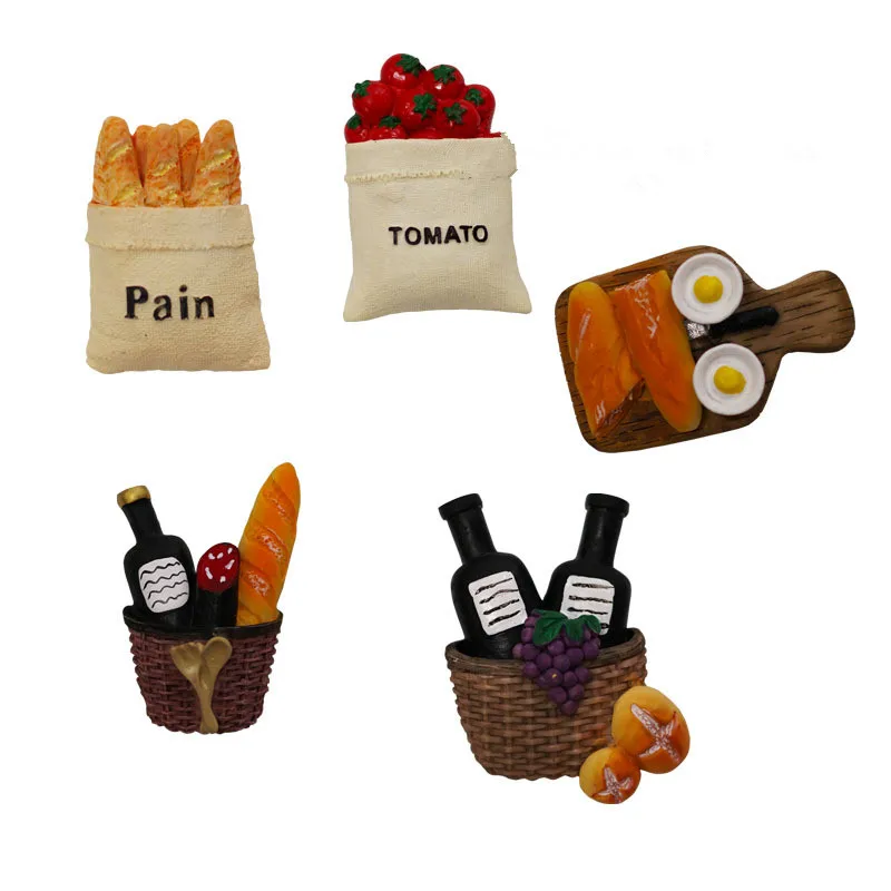 Милый имитирующий магнит на холодильник рельефный стерео фрукты/растения/хлеб