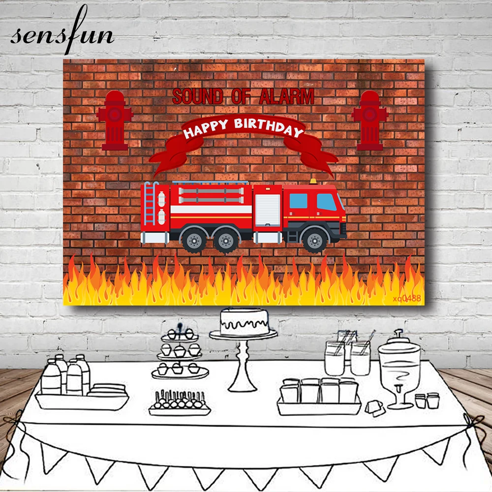 Sensfun пожарная машина пожарные вечерние фон для фотографирования с изображением