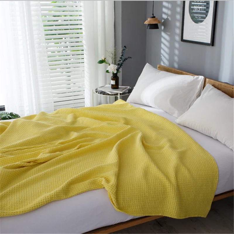 Waffle Throw Blanket Bedspreads Cotton Christmas Decorations For Home Comfy Portable Travel All-Season Skin-friendly Soft
