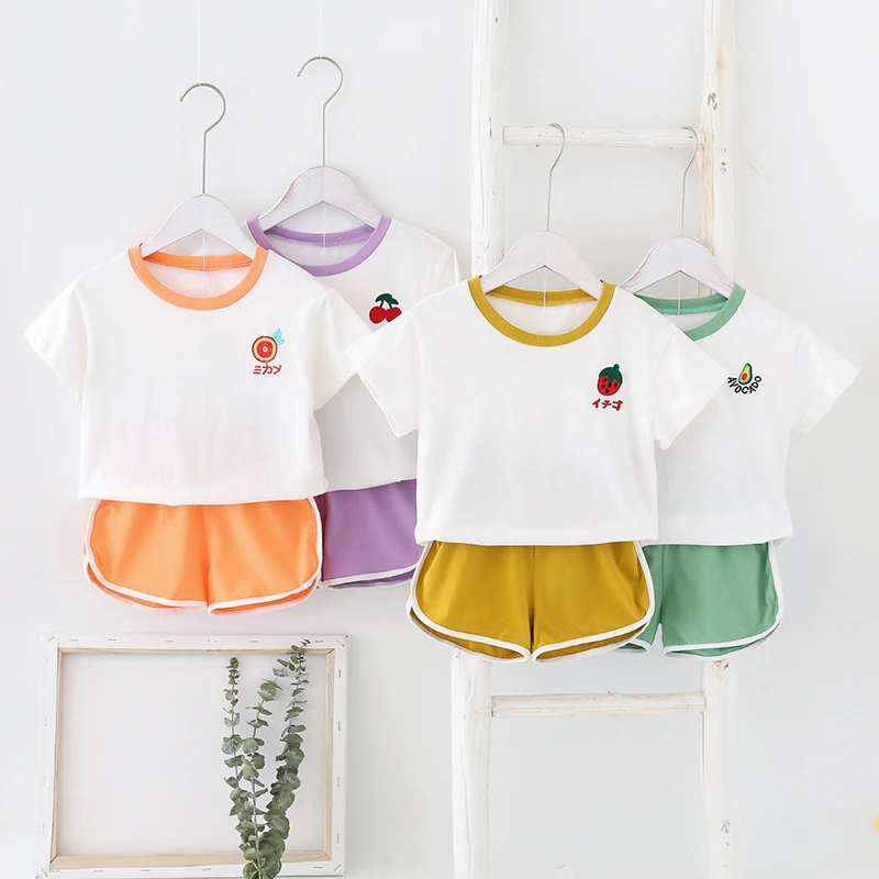 Комплекты одежды для девочек Летние Стильные комплекты маленьких и мальчиков