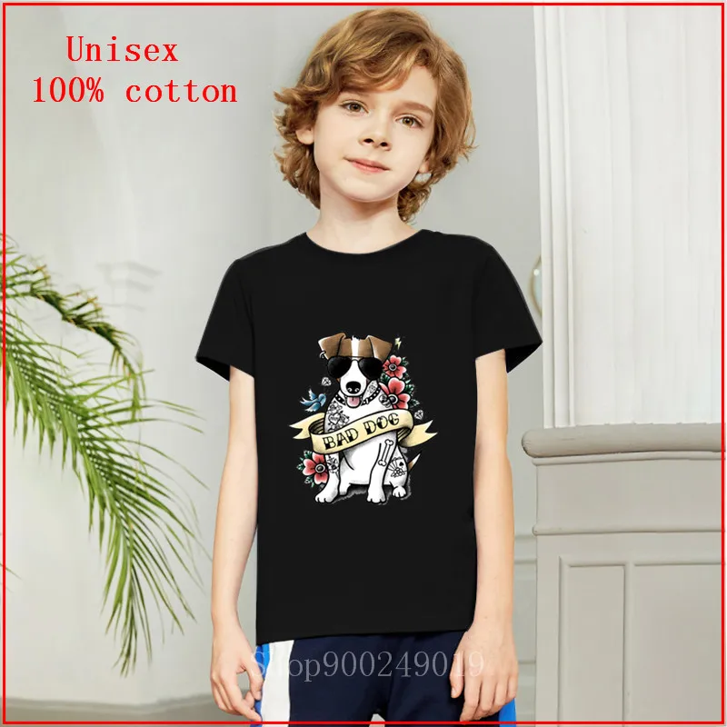 Очаровательные футболки с цветочным рисунком Джек Рассел детская одежда для