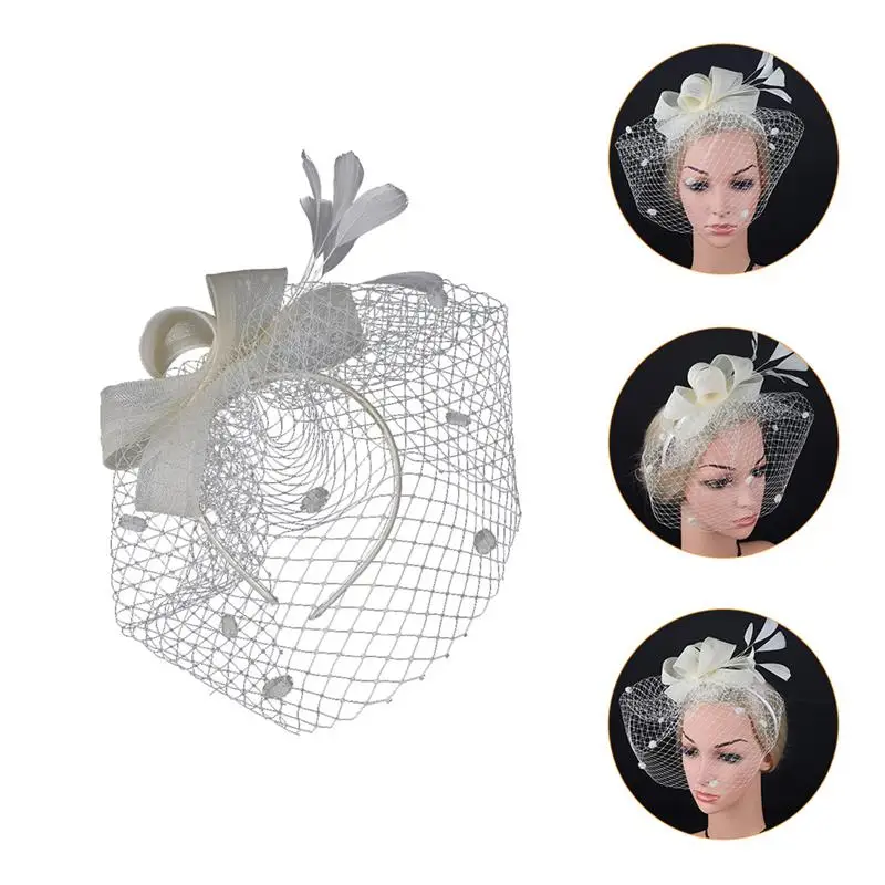 

1Pc Creative Bridal Headdress Feather Gauze Clip Photo Prop Hair Supply