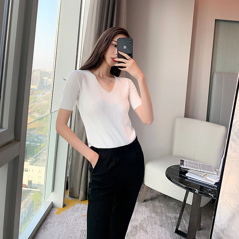 Футболка TWOTWINSTYLE Женская белая с коротким рукавом и о-вырезом | одежда