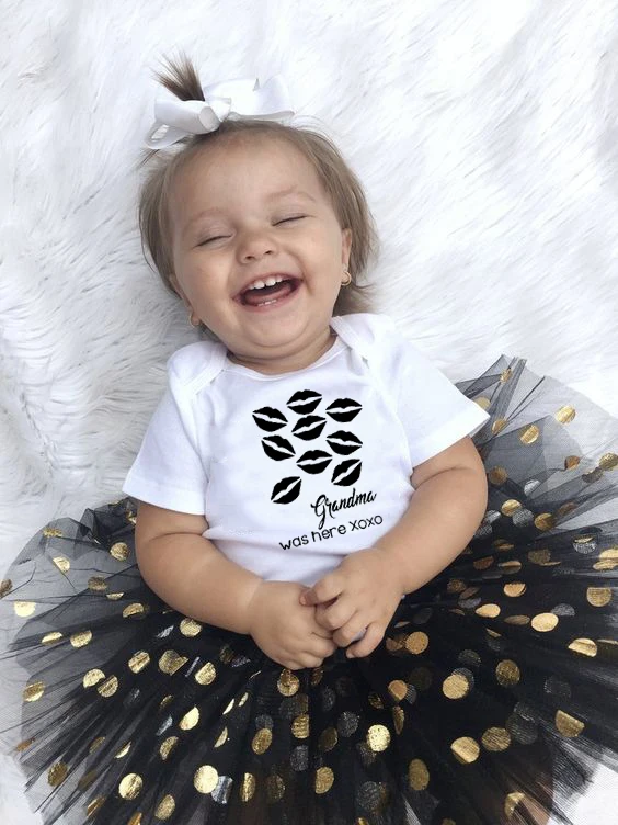 

2pcs Baby GirlsClothing Set Grandma Was Here Print Funny Newborn Girl Short Sleeve Romper Fashion Tutu Skirt Sets Outfit