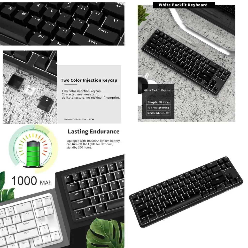 Игровая механическая клавиатура Ajazz K680T 68 клавиш беспроводная Bluetooth/тип c